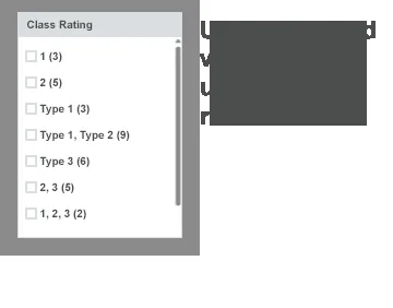 Facet with inconsistent class ratings — single numbers, Type labels, and combined values