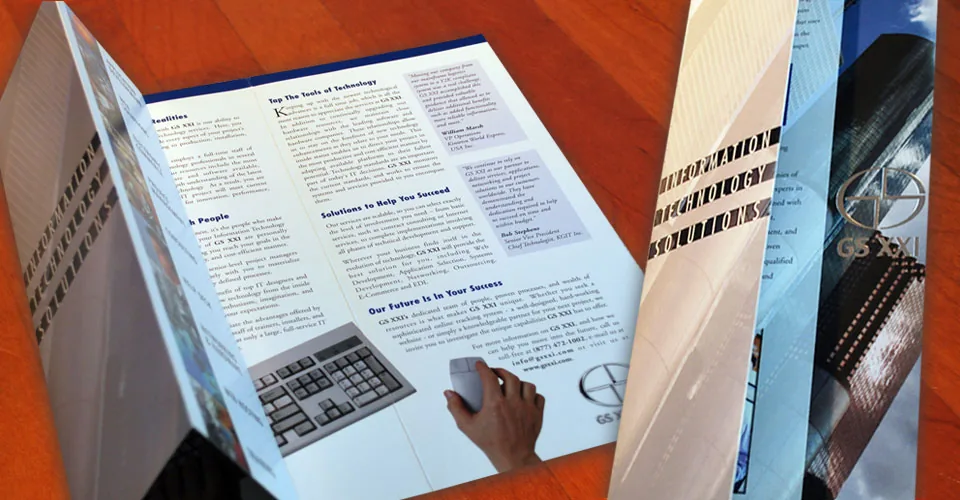GS XXI printed tri-fold brochure — Information Technology Solutions