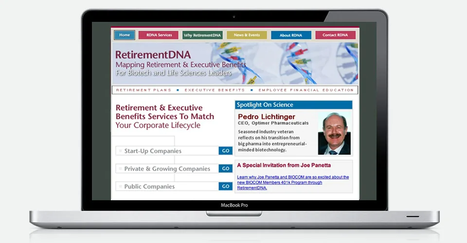 RetirementDNA financial services website